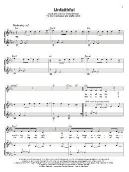 page one of Unfaithful (Piano & Vocal)