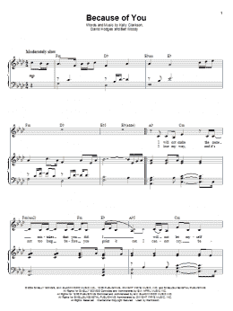 page one of Because Of You (Piano & Vocal)