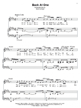 page one of Back At One (Piano & Vocal)