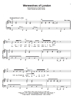 page one of Werewolves Of London (Piano & Vocal)