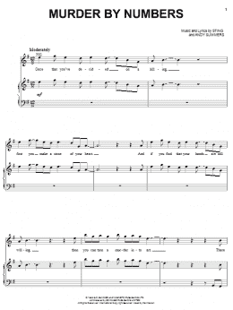 page one of Murder By Numbers (Piano, Vocal & Guitar Chords (Right-Hand Melody))