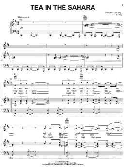 page one of Tea In The Sahara (Piano, Vocal & Guitar Chords (Right-Hand Melody))