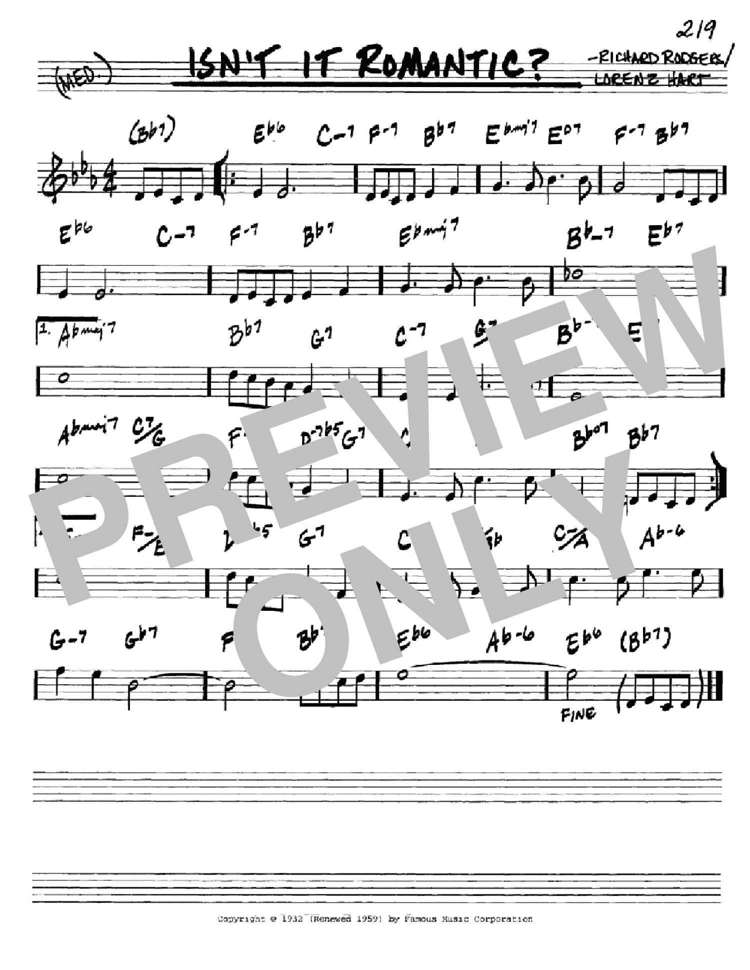 Isn't It Romantic? (Real Book – Melody & Chords – C Instruments)