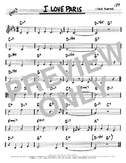 page one of I Love Paris (Real Book – Melody & Chords – C Instruments)