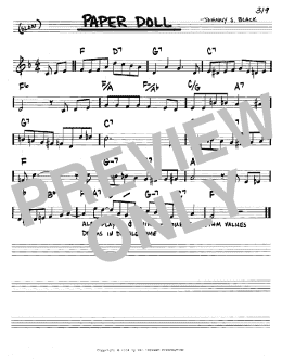 page one of Paper Doll (Real Book – Melody & Chords – C Instruments)