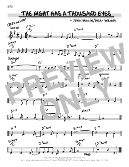page one of The Night Has A Thousand Eyes (Real Book – Melody & Chords – C Instruments)