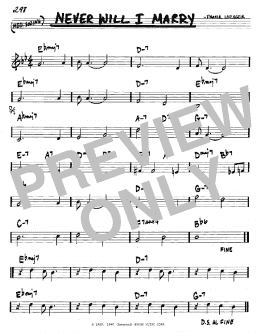 page one of Never Will I Marry (Real Book – Melody & Chords – C Instruments)