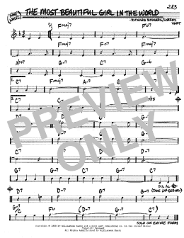 page one of The Most Beautiful Girl In The World (Real Book – Melody & Chords – C Instruments)