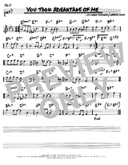 page one of You Took Advantage Of Me (Real Book – Melody & Chords – C Instruments)