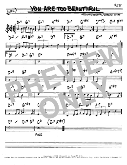 page one of You Are Too Beautiful (Real Book – Melody & Chords – C Instruments)
