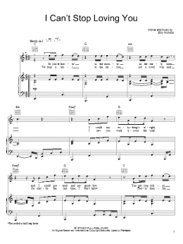 page one of Can't Stop Loving You (Though I Try) (Piano, Vocal & Guitar Chords (Right-Hand Melody))