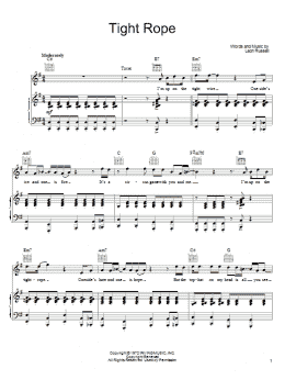 page one of Tight Rope (Piano, Vocal & Guitar Chords (Right-Hand Melody))