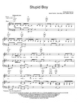 page one of Stupid Boy (Piano, Vocal & Guitar Chords (Right-Hand Melody))