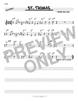 page one of St. Thomas (Real Book – Melody & Chords – C Instruments)