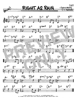 page one of Right As Rain (Real Book – Melody & Chords – C Instruments)