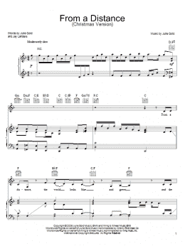 page one of From A Distance (Christmas Version) (Piano, Vocal & Guitar Chords (Right-Hand Melody))
