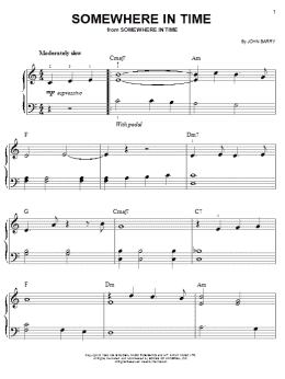 page one of Somewhere In Time (Easy Piano)