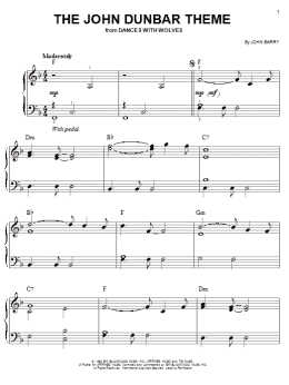 page one of The John Dunbar Theme (Easy Piano)