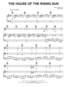page one of The House Of The Rising Sun (Piano, Vocal & Guitar Chords (Right-Hand Melody))