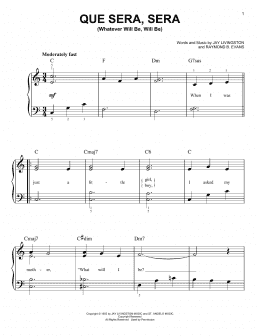 page one of Que Sera, Sera (Whatever Will Be, Will Be) (Easy Piano)