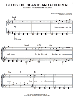 page one of Bless The Beasts And Children (Easy Piano)