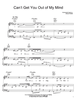 page one of Can't Get You Out Of My Mind (Piano, Vocal & Guitar Chords (Right-Hand Melody))