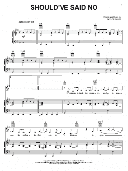 page one of Should've Said No (Piano, Vocal & Guitar Chords (Right-Hand Melody))