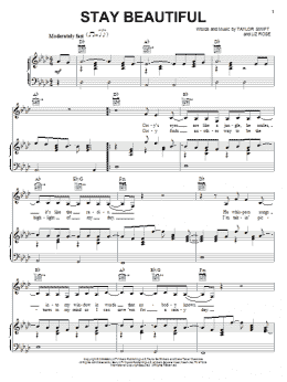 page one of Stay Beautiful (Piano, Vocal & Guitar Chords (Right-Hand Melody))