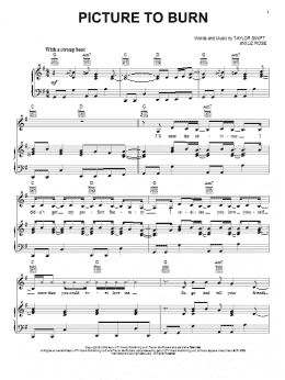 page one of Picture To Burn (Piano, Vocal & Guitar Chords (Right-Hand Melody))