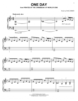 page one of One Day (from Pirates Of The Caribbean: At World's End) (Easy Piano)