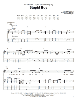 page one of Stupid Boy (Guitar Tab)