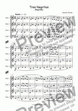 page one of Tres Negritos (Ragtime)