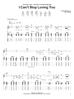 page one of Can't Stop Loving You (Though I Try) (Guitar Tab)