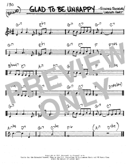 page one of Glad To Be Unhappy (Real Book – Melody & Chords – C Instruments)