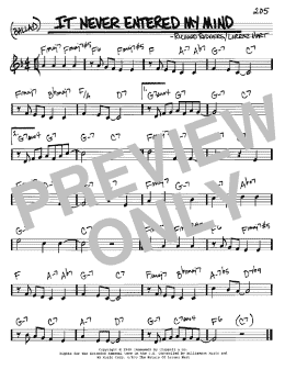 page one of It Never Entered My Mind (Real Book – Melody & Chords – C Instruments)