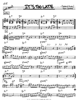 page one of It's Too Late (Real Book – Melody & Chords – C Instruments)