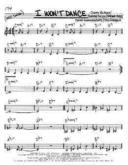 page one of I Won't Dance (Real Book – Melody & Chords – C Instruments)