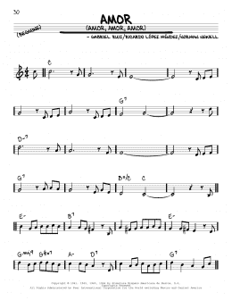 page one of Amor (Amor, Amor, Amor) (Real Book – Melody & Chords – C Instruments)