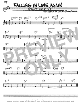 page one of Falling In Love Again (Can't Help It) (Real Book – Melody & Chords – C Instruments)