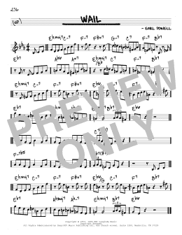 page one of Wail (Real Book – Melody & Chords – C Instruments)