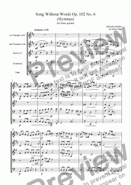 page one of Song Without Words Op. 102 No. 6 (Hymnus)