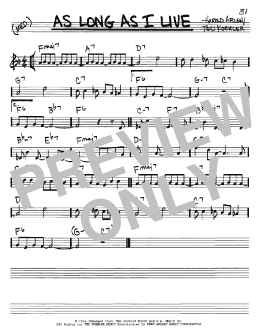 page one of As Long As I Live (Real Book – Melody & Chords – C Instruments)