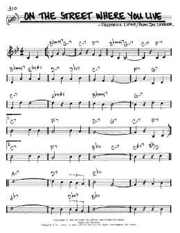 page one of On The Street Where You Live (Real Book – Melody & Chords – C Instruments)