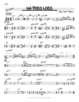 page one of Un Poco Loco (Real Book – Melody & Chords – C Instruments)