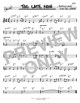 page one of Too Late Now (Real Book – Melody & Chords – C Instruments)