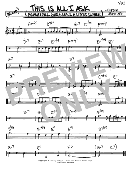 page one of This Is All I Ask (Beautiful Girls Walk A Little Slower) (Real Book – Melody & Chords – C Instruments)