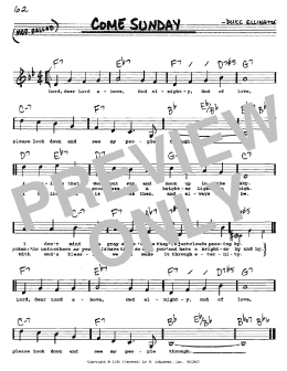 page one of Come Sunday (Real Book – Melody, Lyrics & Chords)