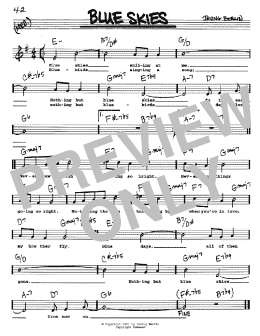 page one of Blue Skies (Real Book – Melody, Lyrics & Chords)