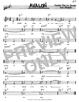 page one of Avalon (Real Book – Melody, Lyrics & Chords)