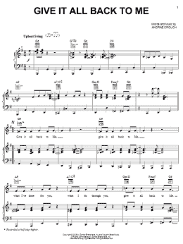page one of Give It All Back To Me (Piano, Vocal & Guitar Chords (Right-Hand Melody))